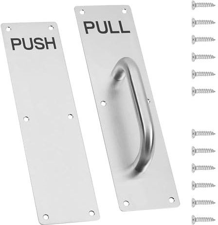 GIONAR Stainless Steel Pull Handle Set - Heavy Duty with Push Plate & Screws for Sliding Barn & Fire Doors - Home, Office, & Public Spaces