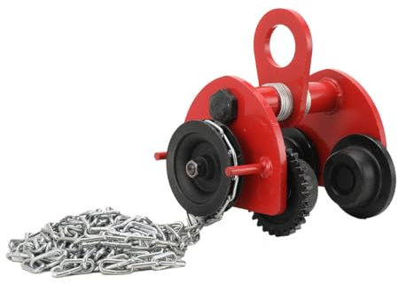 SUDEG Laufkatze bis 2000 kg, 80-168mm Flanschbreite, Handfahrwerk Kettenzug Tragkraft Rollfahrwerk mit 3m Kette Weit verbreitet in Fabriken Minen Docks Lagerhallen Baustellen