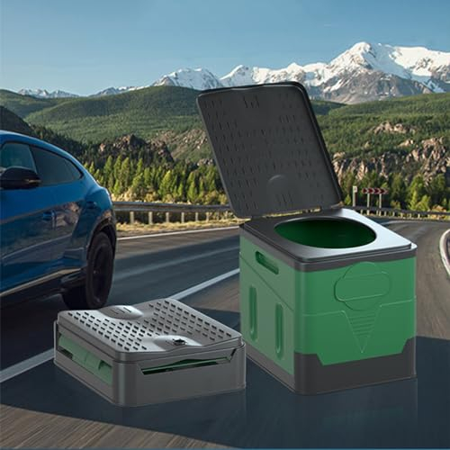 Walkervo Campingtoilette Faltbar Klappbare Camping Toilette Reisetoilette Wc Max 150KG Inkl. Aufbewahrungsbeutel Und 12x Müllbeutel Campingklo Faltbar Für Outdoor Camping Festival Stau Zelten, Green