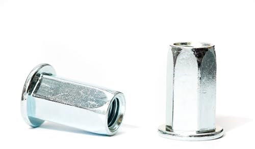 M8 x 18mm Blind Rivet Nuts Hexagon Shank Open End Flat Head Zinc Plated AN322 (Pack of 20) A04D/1