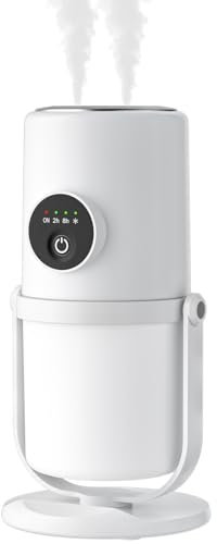 Portable Small Humidifier for Bedroom,Dual Nozzle Large Cool Mist，280ml Mini Personal Desk Air Humidifiers for Travel Office Baby Room,White
