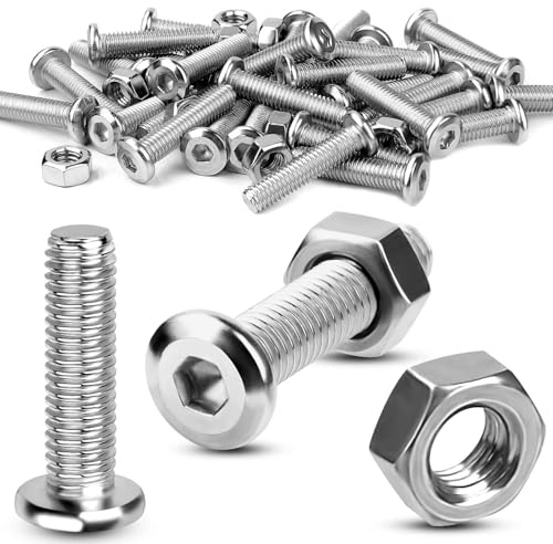TXXATX M5x30 Schrauben Innensechskantschrauben und Muttern Set 50 Sätze Flachkopfschrauben Schrauben mit Muttern Linsenkopfschrauben M5 Vollgewinde Edelstahlschrauben für Möbelreparatur Gerätemontage