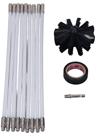Dryer Vent Cleaner Kit, Electric Pipe Brush Kit with Fixed Tape 33PCS 16in Pp Flexible Dryer Vent Lint Brush for House and Industrial Use.