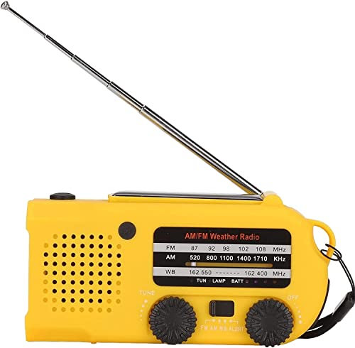 ESHINEDE Emergency Radio, NOAA Solar Hand Crank Weather Radio, Portable Radio with AM/FM/WB, 5000mAh Power Bank Cell Phone Charger, SOS Alarm