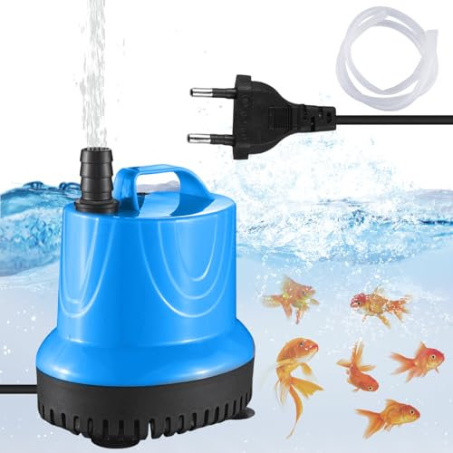Mini pompa per acquari, 25 W, 1500 l/h, pompa per acquari, laghetti, fontane idroponiche (blu)