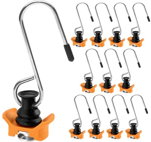 12 Stück Airlineschiene Zubehör Haken mit Single Endbeschlag & Fitting - Zurrschienen für Pkw, LKW, Wohnmobile (Orange)