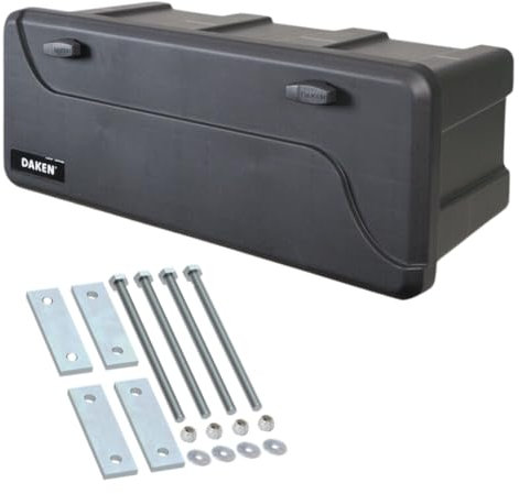 DAKEN Blackit L - 750 x 300 x 355 mm, Drawbar Box with 2 Locks, Tool Box for Trailer Storage Box 50 L (with V-Drawbar Holder)