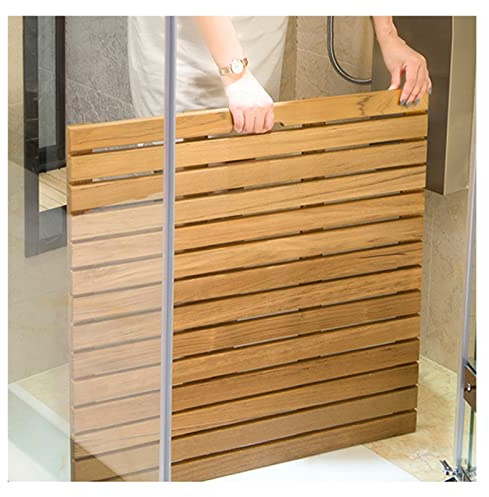 Caillebotis de Douche en Bois de Teck, Tapis de douche antidérapants de rechange pour douches extérieures/intérieures, tapis de bain en bois de teck très résistants pour enfants et personnes âgées, 3