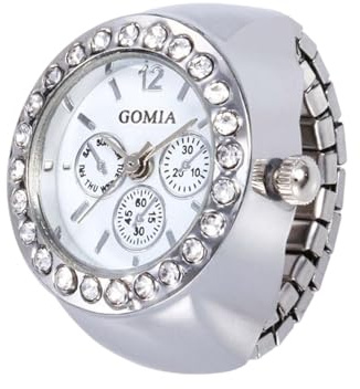 Ringklocka – fingerringsklocka män | runda fingerklockor | Klockring | Klockring män | Bärbara kvinnor klockor | Mode ringklocka | Finger Watch Ring | Klockring | Klockring, SILVER, Refer to