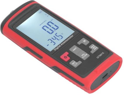 Medidor CFM de Velocidad del Viento, Anemómetro Digital 5 Unidades Sensor de Velocidad del Viento Gran Pantalla de Fondo de Retroil