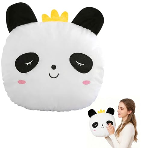 CEWROM Kawaii Panda - Cojín de felpa para calentar las manos, cojín de peluche y soporte para la espalda, cojín decorativo multifuncional para sofá, cama, oficina y viajes, suave cojín de abrazo con