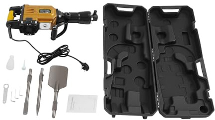 Heavy Duty Jack Hammer, 1700W Electric Demolition Hammer Dril Portable Concrete Breaker with Flat Chisel, Scraping Chisel and Point Chisel for Demolition, Trenching, Chipping
