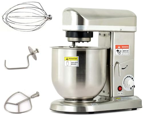 KHYTEBV Pétrin électrique Professionnel avec Crochet pétrisseur, Batteur sur Socle Multifonction pour Pizzas, boulangeries, Pains, gâteaux, Acier Inoxydable