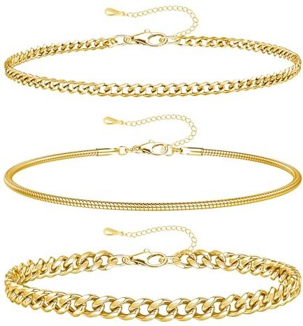 RMMD Gold Silber Armband Herren - 3 Stücke Edelstahl Armband Herren Armbänder Kubanisches Gliederseil Figaro Kette Armbänder Set Schmuck Geschenk für Männer Jungs ihn Vater Freund Ehemann Sohn Bruder
