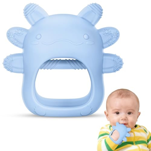Vicloon Gant Dentition Bebe, 1PCS Gants de Dentition Prise Facile, Anneau de Dentition en Silicone, Jouet Doux Sans BPA Pour Bébés Garçons et Filles Cadeaux