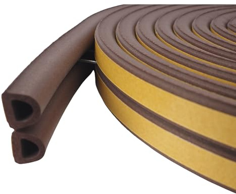 BAUSTER Dichtungsband für Türen & Fenster – Türdichtung Fensterdichtung selbstklebend Profil D E P | Schaumstoff Gummi Abdichtung Zugluftstopper – Weiß Braun (Profil D Braun, 6m)