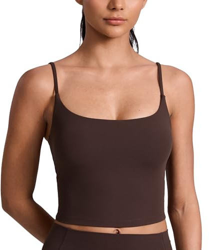 CRZ YOGA Butterlift Rundhalsausschnitt Tank Top | Mittlerer Halt, Herausnehmbare Pads, Yoga, Butterweich, Verstellbarer U-Rücken, Longline Sport BHs für Damen