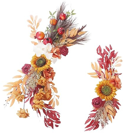 Panno di Seta con Festoni di Architrave di Fiori Artificiali, Colore Rosso Vino, Aspetto Realistico, Regalo Meraviglioso per la Cerimonia di Nozze, Accessorio Decorativo Versatile (270.02)