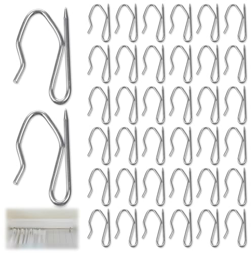 130pcs Heavy Duty Metal Drapery Pin Hooks,Large Pointed Hooks Window Hook For Pencil Pleat Curtains Hook Deep Metal Prong Silver