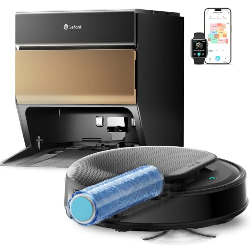 Lefant M5 MAX Robot Aspirador y Fregasuelos con Base de Autovaciado, 120 Días Autolimpieza, 23000 Pa, Lavado 75℃, Autovaciado 3,2L, Navegación Láser dToF, 5G WiFi/App/Alexa