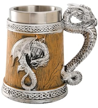 Dragon Mug - Viking Mug, Dragon Gifts for Women, Fourth Wing Merch, Fourth Wing Gifts for Fans, Medieval Retro Vikings Stainless Steel Beer Mugs, Unique Gift for Men Beer Lovers Father’s Day Gift