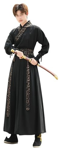 Stor Hanfu För Män (S-4XL), Kinesisk Hanfu-dräkt, Justerbart Midjebälte, Bekväm + Lätt, För Cosplay, Fest,4XL