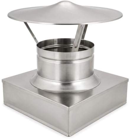 MAKA Comignolo Cinese Quadro, Terminale per Canna Fumaria Camino Stufa a Legna Pellet e Gas, Cappello Antipioggia Aspirafumo (220x220 mm - Inox)