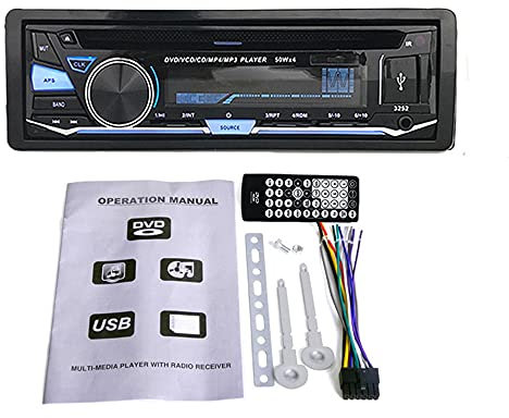 GOFORJUMP Radio de Coche 1 DIN Bluetooth MP3 estéreo Panel Desmontable Autoradio FM AUX IN USB Tarjeta SD DVD CD Reproductor de música