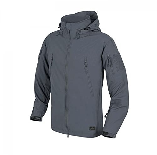 Helikon-Tex Taktische Feldjacke Trooper - Outdoor, Patrol - mit Kapuze, 7 Taschen - Winddichte Outdoorjacke - Schatten Grau - Größe XS