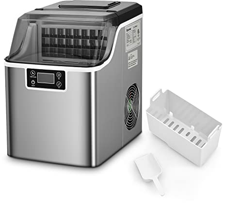 RELAX4LIFE Macchina per Cubetti di Ghiaccio, Capacità 18 kg/24 Ore, Durata 15-20 Min con Timer 1-24 Ore, Serbatoio d’Acqua 3,2L, Stoccaggio Ghiaccio 1,2 kg, Produttore Domestico di Ghiaccio a Cubetti