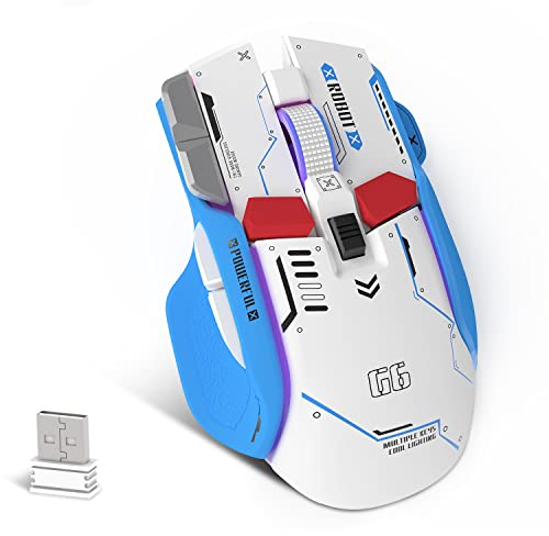 KUIYN G6 Tri Mode Mouse, Type-C Wired/2.4G Wireless/Bluetooth Mouse, Mecha Gaming Mouse, 11 RGB Backlit, Rechargeable, PixArt Chip, 12 Button, G502, V3 DPI Mice for Windows Mac Laptop PC