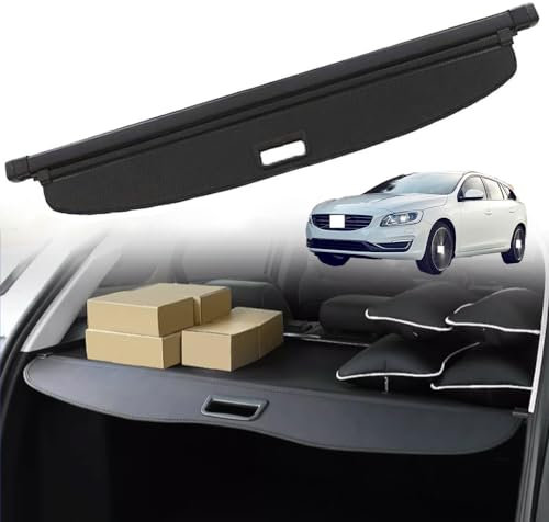 Auto Einziehbarer Laderaumabdeckung Kofferraum für V.o.l.v.o V60 2010-2017, Schwarz Schutz Der Privatsphäre Abdeckung Hutablage Cargo Cover, Ausziehbar Kofferraumabdeckung Rollo