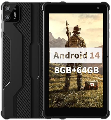 VASOUN Android 14 Tablet 7 inch, 8GB RAM 64GB ROM, Octa-Core 2.0GHz, IPS Touch Screen, Dual Camera, 5G WiFi/Bluetooth, Kids & Adult Tablet with Case