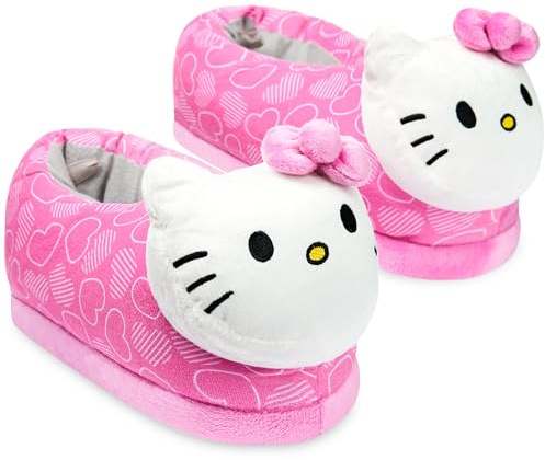 Hello Kitty Slippers for Girls & Teenagers Kawaii 3D Kids Slippers Plush Warm Winter House Shoes Soft Anti Slip Indoor Shoes Anime Gifts for Girls
