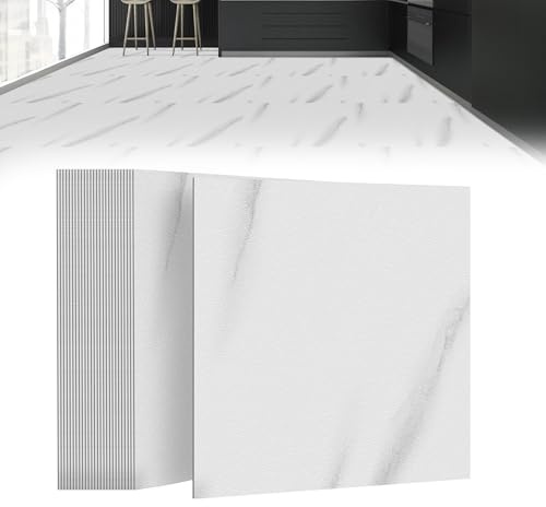 Suusolny Lot de 27 dalles de sol en PVC autocollantes - 2,51 m² - En vinyle - Antidérapants et imperméables - Pour salon, cuisine, salle de bain - Marbre gris