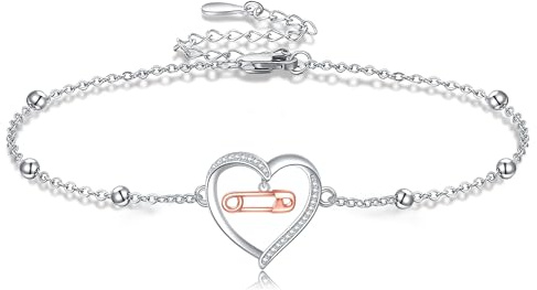 Venacoly säkerhetsnål armband 925 sterlingsilver säkerhetsnål smycken presenter för kvinnor, Mittelgroße, Sterlingsilver, Ingen ädelsten