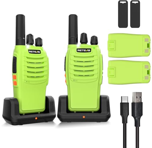 Retevis H777 Walkie Talkie Vuxna, PMR Enknappslarm Radio, Uppladdningsbar Walkie Talkie,16 kanaler, Pojke Flicka Vuxna Presenter, Vandring, Camping, Bergsklättring, Resa (1 Par)