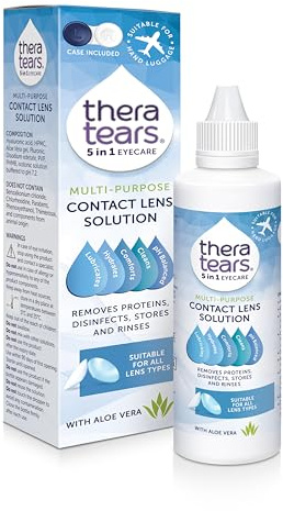 TheraTears Multi-Purpose Contact Lens Solution 100ml/Cleans, Disinfects, Lubricates and Hydrates Your Contact Lenses/Added Aloe Vera Known to Soothe and Refresh/Suitable for All Lens Types