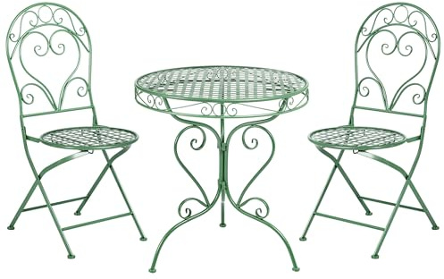Bistroset Utomhus 3-delat Runt Metallbord och Stolar Grön Albinia