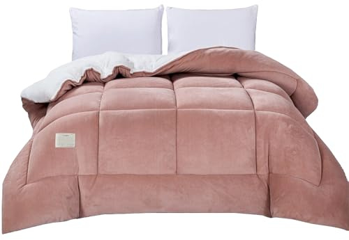 Cznlnzc Edredón Borrego Invierno Nórdico 220x240 cm, edredón Grueso Invierno 90in Colcha Cordero Cachemira Manta Edredón Cama (Pink,220x240cm/5kg)