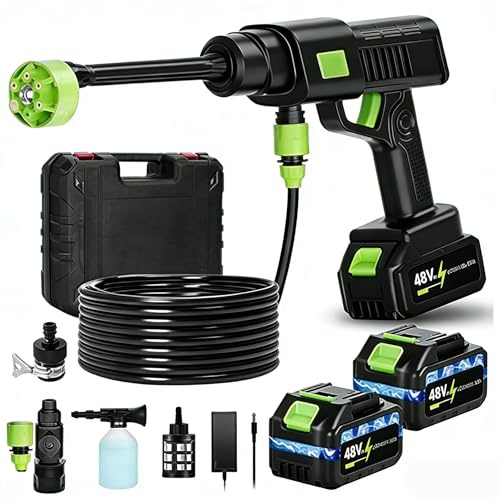 990PSI Portable Cordless Pressure Washer, Battery Powered Power Washer with 6-in-1 Nozzle, 10 Adjustable Levels Portable Pressure Washer, 33FT Hose Handheld Car Washer for Patio, Floor, Garden