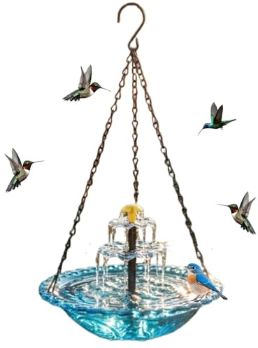Fontaine bain oiseaux suspendue cascade solaire | Fontaine solaire bains oiseaux | Bol cascade oiseauxs suspendus plein air | Bol bain automatique oiseauxs dispositif solaires mangeoire pour jardin