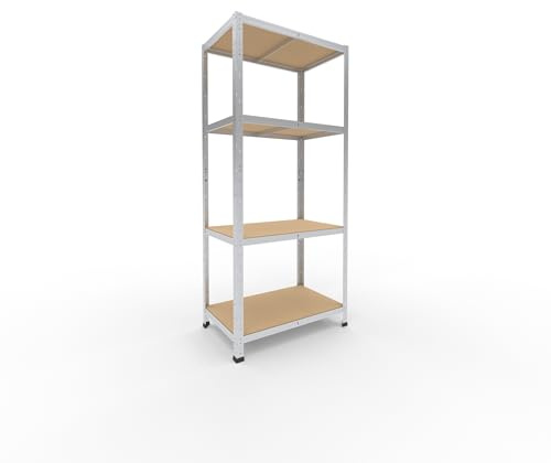 shelfplaza Home 180x80x50cm Schwerlastregal verzinkt mit 4 Böden x 175kg | Kellerregal · Lagerregal · Metallregal · Regale für Kellerraum · Steckregal · Abstellraum Regal
