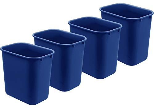 Acrimet Wastebasket, Deskside Bin, 6.75 Gallon/ 27 Quart/ 24 Liter (Plastic) (Blue Color) (Set of 4)