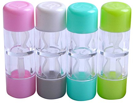 Storage Box 4PCS Mini Travel RGP Hard Case Protective Box Cosmetic Container Holder (Pink White Blue and Green)