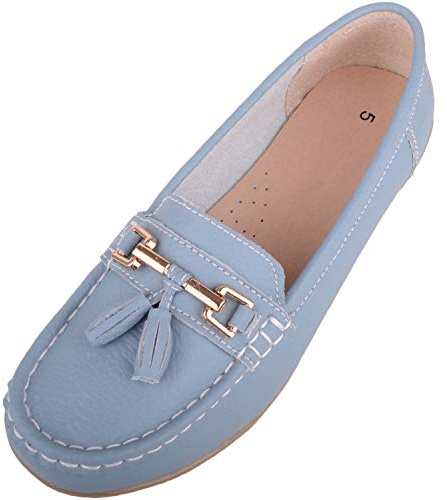 ABSOLUTE FOOTWEAR Womens Slip On Casual Leather Loafer Deck Boat Shoes Sandals