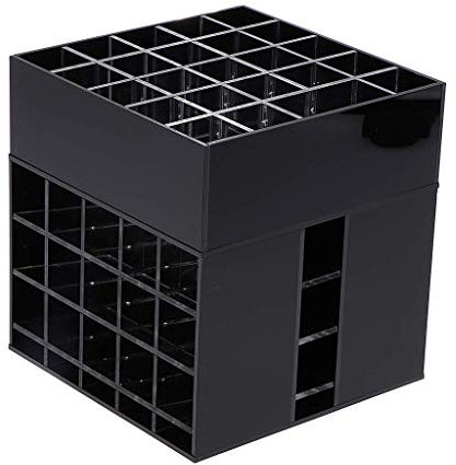 Tubayia Soporte de acrílico giratorio para pintalabios, esmalte de uñas, soporte de exhibición, organizador de cosméticos (negro)