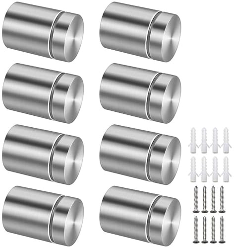 MZMing 8 Piezas Clavos Publicitario Acero Inoxidable Separador de Vidrio Tornillo Publicidad 19x30 mm Separadores de Pared para Sujetar Cristales Plexiglás Vallas Publicitarias Espejos Carteles Vidrio