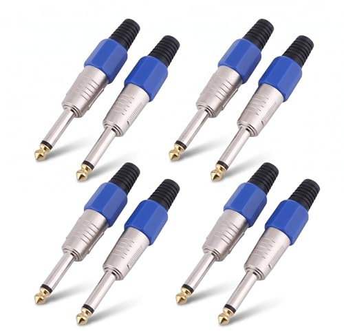 Topiky Vergoldete 3,6-Zoll-6,35-mm-Kabelanschluss-Mono-Audio-Buchsenverstärkerstecker für Mikrofon-6,35-Ader-Kabel(3Paare)