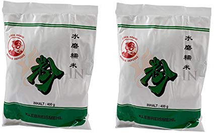 Harina de arroz glutinoso 2 x 400 g para mochi, dumplings y repostería asiática textura elástica y chewy, espesante para sopas y salsas, sin trigo